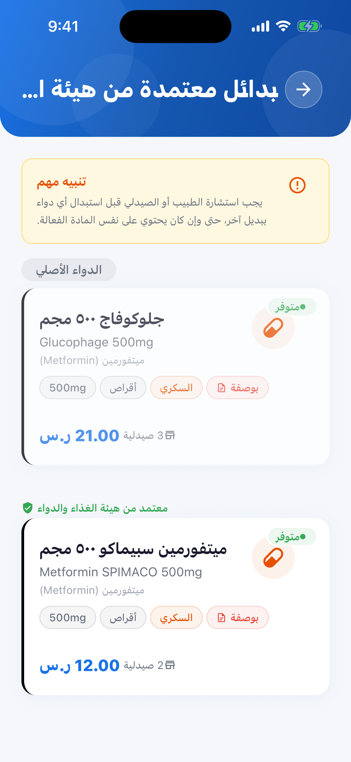 البدائل المعتمدة